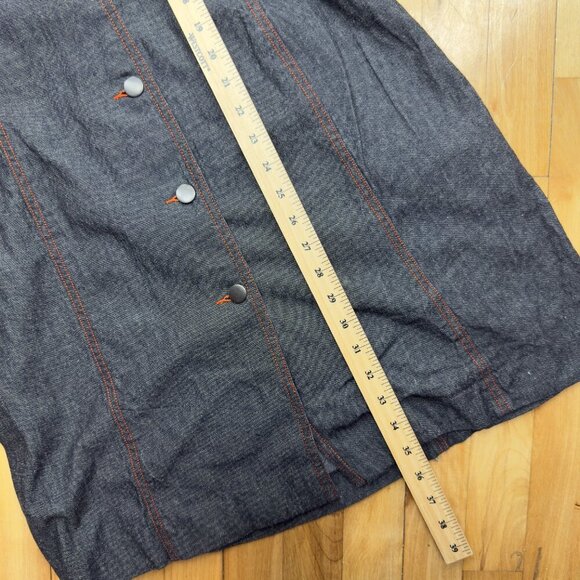 HOLT RENFREW Vtg Y2K Long Denim Gray Jeans Jacket button-down Tie Waist sz 2 - Picture 16 of 16
